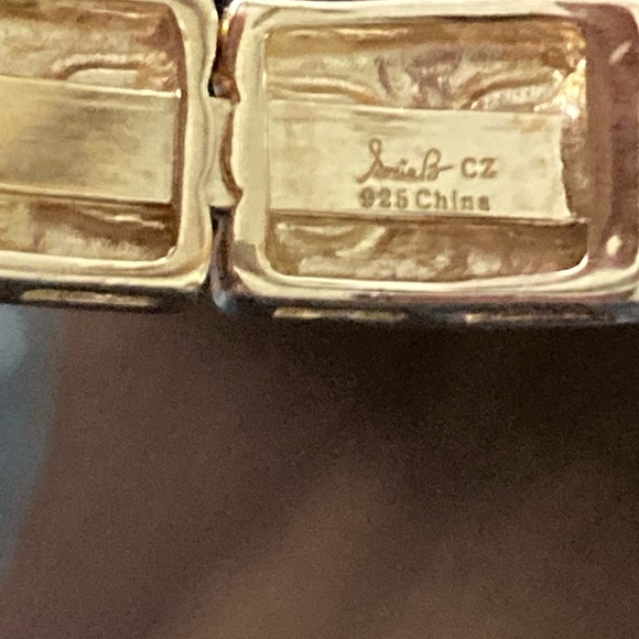 SONIA B CZ 925 GOLD PLATED STERLING SILVER RHINESTONES BRACELET BANGLE - Picture 10 of 10